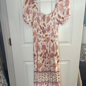 Cream Maxi Sundress with Puff Sleeves